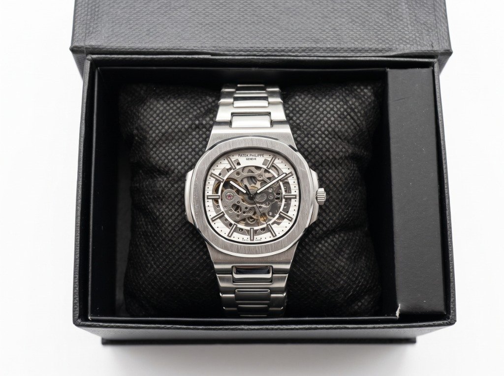 MD Nautilus Openwork Skeleton Silver Ring Watch
