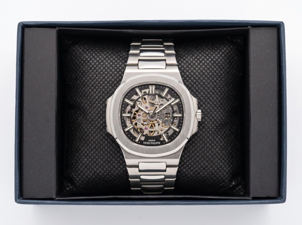 MD Nautilus Openwork Skeleton Black Ring Watch